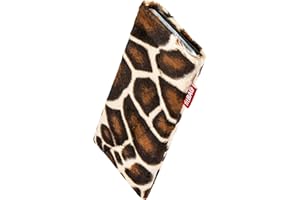 fitBAG Bonga Giraffe Handytasche für Apple iPhone 15 Tasche aus Fellimitat mit Microfaserinnenfutter | Hülle mit Reinigungsfunktion | Made in Germany