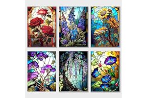 Hongyrjy Fleurs Diamond Painting 6 Pack-Fleurs Diamant Painting für Erwachsene Kinder Anfänger,5D Diamant Painting Fleurs für Geschenk Wanddekoration für Zuhause 12x16inch