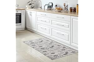 CARPETIA Chodnik do kuchni, Cafe Cappucino Coffee nadaje się do prania, płaski splot szary/ciemnoszary/czarny, 80 x 150 cm