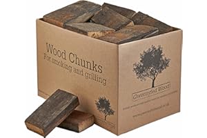 GWERNYFED WOOD Whiskey Oak Wood Chunks Kiln Dried 4-5Kg for Smoking Food - (Eight Great Flavours Available) - Chunks for Smoking Food on BBQ’s/Barbeques. Large 15 Litre Box (Whiskey)