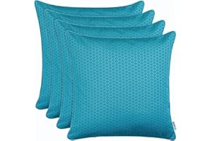Brandsseller Lot de 4 Coussins d’extérieur 45 x 45 cm – Coussins décoratifs imperméables avec Passepoil en Structure alvéolaire – Outdoor pour Jardin, Balcon, Terrasse et Canapé - Bleu Aqua