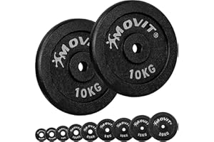 MOVIT Ensemble de disques d'haltères PRO en fonte de 0,5kg à 20,0kg, perçage 30/31 mm norme standard, ensemble de disques de poids testé contre les substances nocives Poids haltères