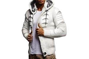 Leif Nelson Giacca Uomo in Maglia con Cappuccio Cardigan LN-5605