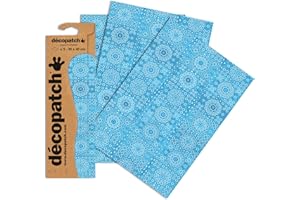 DECOPATCH Décopatch C622O - Une pochette de 3 feuilles de papier imprimé 30x40 cm, Casablanca bleu