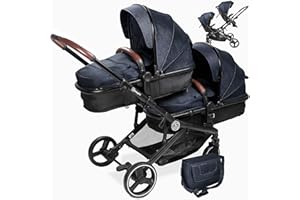 BABYGO Poussette 3 en 1 pour jumeaux - Poussette frères et sœurs pour bébé - Poussette jumeau/poussette double pour 2 enfants avec de nombreux accessoires (gris anthracite/sans porte-bébé)
