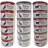 Thrive Cat Food Wet Complete Bundle containing 18 Tinned Cat Food sets (6 x 75g Thrive Tuna Fillet, 6 x 75g Thrive Chicken Br