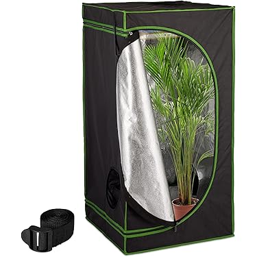 Fiqops Growtent, 600D Oxford, 60 x 60 x 180 cm, kweektent met observatievenster, lichtdicht en waterdicht, luchtige broeikas voor thuisgroei, indoor