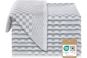 Vaily Paños de cocina premium, paquete de 10 unidades, paños secos de 100 % algodón, muy absorbentes, certificado Öko-Tex, 70 x 45 cm, color gris, 30121