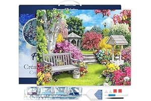FIGURED'ART Figured’Art Diamond Painting Broderie Diamant 40x50cm Avec Cadre Toile Tendue Strass Perles Carrés - Joli Jardin - Kit Complet Paysage 5D DIY Activité Manuelle Loisirs Créatifs Adultes