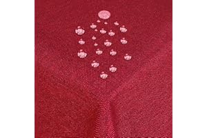 ‎MODERNO Tischdecke Stoff Damast Leinen-Optik Jacquard mit Fleckschutz eckig 80x80 cm Rot