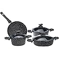 Home Maker Homemaker Granitec Cookware Set, Gray, Set of 7 Pieces