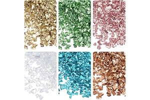sourcing map 6 färger krossade glaschips, 1–4 mm oregelbunden glitter metalliskt glas för pyssel gör-det-själv vasfyllning ep