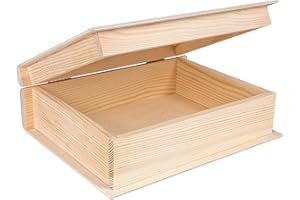 Creative Deco Drewniana Książka Pokrowiec na Książkę | 24 x 19 x 7.5 cm | Niemalowane Pudełko do Dekoracji, Decoupage'u | Idealne do Przechowywania Drobiazgów, Pamiątek, Zabawek i Narzędzi