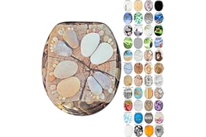 SANILO Soft Close Toilet Seat | Stable Hinges | Easy to Mount | Many Different Designs (Stone Feet)