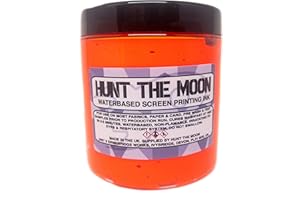 HUNT THE MOON Screen Printing Waterbased Ink for Fabric Paper & Card - 240ml - Fluro Orange