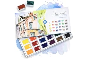Sonnet Aquarellfarbkasten Set - 24 kräftige Aquarellfarben - Hochwertige Wasserfarben von Nevskaya Palitra