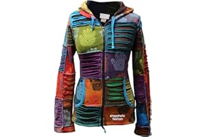 SHOPOHOLIC FASHION Damen Mehrfarbig Henna Hand Spitz Kapuzenpulli verblichen Hippy Jacke