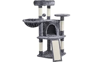 Yaheetech Tiragraffi Albero per Gatti 107 cm con Condonimio Cestino Posatoio Palla Grigio Scuro