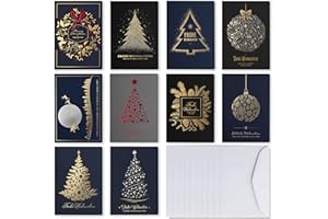‎ART NUVO Art Nuvo - EXKLUSIVE WEIHNACHTSKARTEN SATZ VON 10 KARTEN, 120x170mm, VERGOLDETE UND GEPRÄGTE WEIHNACHTSMOTIVE HERGESTELLT AUS METALLISCHEM MIT EINLAGEN UND UMSCHLÄGEN
