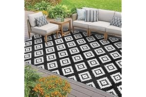 Homcomodar Outdoor Rugs Reversible Mats 120x180cm Plastic Straw UV Resistant Camping Recycled Area Rug for Patio Balcony Beach BBQ Picnic Deck