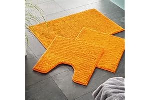 WohnDirect Premium Tappeto da Bagno 45x45cm - Arancione - Tappetino da Bagno Morbido e Antiscivolo - Microfibra Durevole e Assorbente, Lavabile in Lavatrice