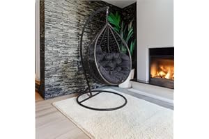 ‎2MGOODS 2mGoods Luxuriöser Hängesessel mit Gestell inkl. allergikerfreundlichem Kissen - Hängestuhl mit platzsparender runder Basis, ideal für kleinere Räume Indoor und Outdoor - schaukelsessel Polyrattan