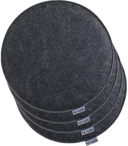 IDIMEX Filz Sitzkissen JONITA 2er Set – Runde Schwarze Stuhlpolster, 35x35 Cm, Für Innen & Außen