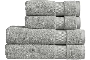 Christy Refresh Bathroom Towel Set | Set of 4 | 2 Bath 2 Hand | Quick Dry | Gentle Pastel Tones | Soft Absorbent Shower Towels | 100% Cotton 550GSM | Dove Grey