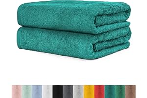 BASATEX Zestaw 2 ręczników frotte do sauny, 80 x 200 cm, 100% bawełna, 2 x ręcznik do sauny, ręcznik plażowy XXL, szmaragdowy zielony