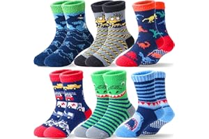 Welwoos 6 Paare Stoppersocken Kinder Kuschelsocken Jungen Dicke Socken Warme Anti Rutsch Wintersocken Bettsocken Haussocken