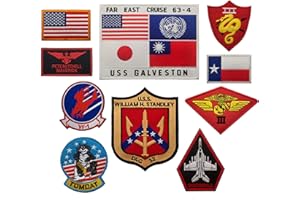 APBVIHL 10 Stück Fernost Cruise United States Navy Top Gun Maverick Applikation Patches Dust Devils VF-1 Tom Cat Naval Aviator Pilot Wings US Naval Aviator Embroidered Applikation Patch