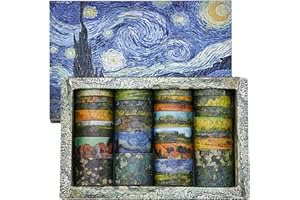 Songdao 25 Rollos Noche estrellada Washi Tape Set cinta adhesiva decorativa Van Gogh Óleo Washi Glitter Adhesivo de Cinta Decorativa para DIY Crafts Scrapbooking