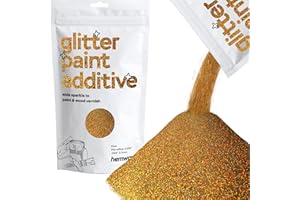 Hemway Glitter Paint Additive 100g / 3.5oz Crystals for Acrylic Emulsion Paint - Interior Wall, Furniture, Ceiling, Wood, Varnish, Matte - Microfine (1/256" 0.004" 0.1mm) - Gold Holographic
