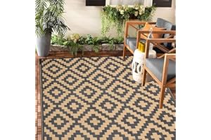 Enipate Geometric Outdoor Rugs for Patios Clearance, 120 x 180cm(4x6ft) Reversible & Easy Cleaning Patio Decking Rug, Portable Comfortable Woven Garden Carpet
