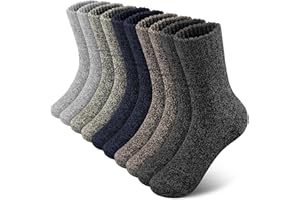 SIMIYA Merino Wool Socks for Men, 5 Pairs Winter Thick Hiking Socks, Thermal Breathable Crew Mens Socks for Outdoor Sports