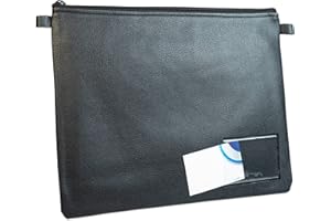 ‎EFFEKTIVO effektivo XL Banktasche Geldtasche für A4 mit Fenster, Reißverschluss und Schlaufen, Kunstleder schwarz, für Dokumente bis DIN A4