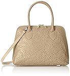 Chicca Tutto Moda CTM Borsa a Mano da Donna con trama Floreale, borsetta in vera pelle made in Italy - 32x23x10 Cm