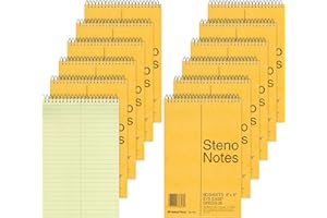 National Brown Board Cover Steno Notebook, Gregg Ruling, Green Eye-Ease Paper, 80 Sheets, 6 x 9.25 x 6 inches, Pack of 12 (36746-12)