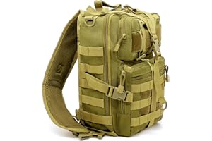 Alephnull Sac de poitrine tactique Molle Randonnée Sac à bandoulière Sac à bandoulière pour les voyages en plein air, le cyclisme, le camping, marron, 35 × 24× 10 CM, Tactique