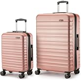 Amazon Basics Hard Case Set (Small + Large) - ABS Expandable Luggage with 4 Double Swivel Wheels - Scratch Resistant and Ligh
