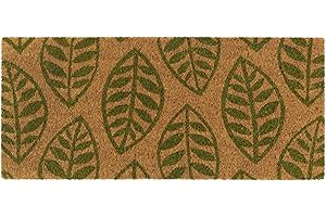My Mat Coir Insert Green Leaves, Perfect for Indoor and Outdoor Use, Large Welcome Mat for Front Door, Entryway and Patio 23x53cm