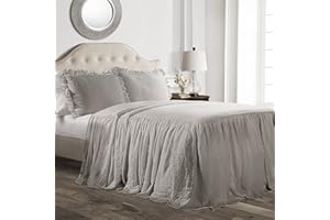 Lush Decor Ruffle Skirt Bedspread, Polyester, Gray, Queen