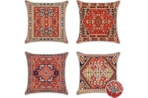 Ohok Outdoor Waterproof Cushion Covers 45x45 cm Pack of 4 Decorative Throw Cushion Covers Cushion Case for Sofa Couch Bed Living Room Indoor Outdoor Patio Garden Farmhouse Home Decor (Bohemia)