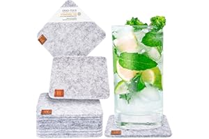 MIQIO® Wzornictwo, podstawki pod szklanki, filcowe i skórzane - dla 10 osób, można prać (szary wrzosowy)