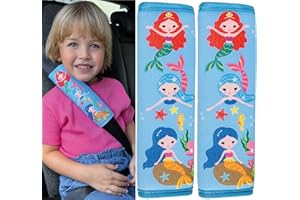HECKBO 2X Kids Car Seat Belt Pads Seat Belt Protectors - Mermaid - Seat Belt Pads for Kids and Babies- Ideal for Any Seat Belt Car Booster Seat Kids Bicycle