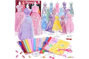 Herenear 550 sztuk modnych wzorów dla dziewcząt, modny design dla dzieci, kreatywny zestaw do majsterkowania dla dziewczynek 8, 9, 10, 11, 12+lat, zestaw do szycia z 4 manekinami, prezent urodzinowy