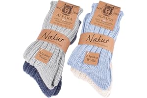 BRUBAKER 4 Pary Skarpet z Alpaki Wykonane w 100% z Wełny Alpaki - Zestaw Zimowy dla Kobiet i Mężczyzn