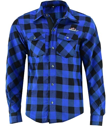 Chemise Moto Homme Avec Protections Kevlar - Veste été à Carreaux Flanelle, Renforts CE Coudes/épaules/dos
