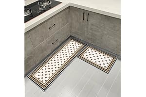 ‎HOIMLM Hoimlm Kitchen Rugs, Pack of 2 Kitchen Runners, Modern, Washable, Geometric Pattern, Kitchen Mat, Non-Slip for Kitchen, Dining Room