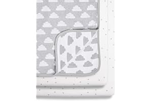 SNUZ Snüz 3 Piece Crib Bedding Set – 100% Jersey Cotton – Grey & White Blanket and Crib Sheets - Cloud Nine